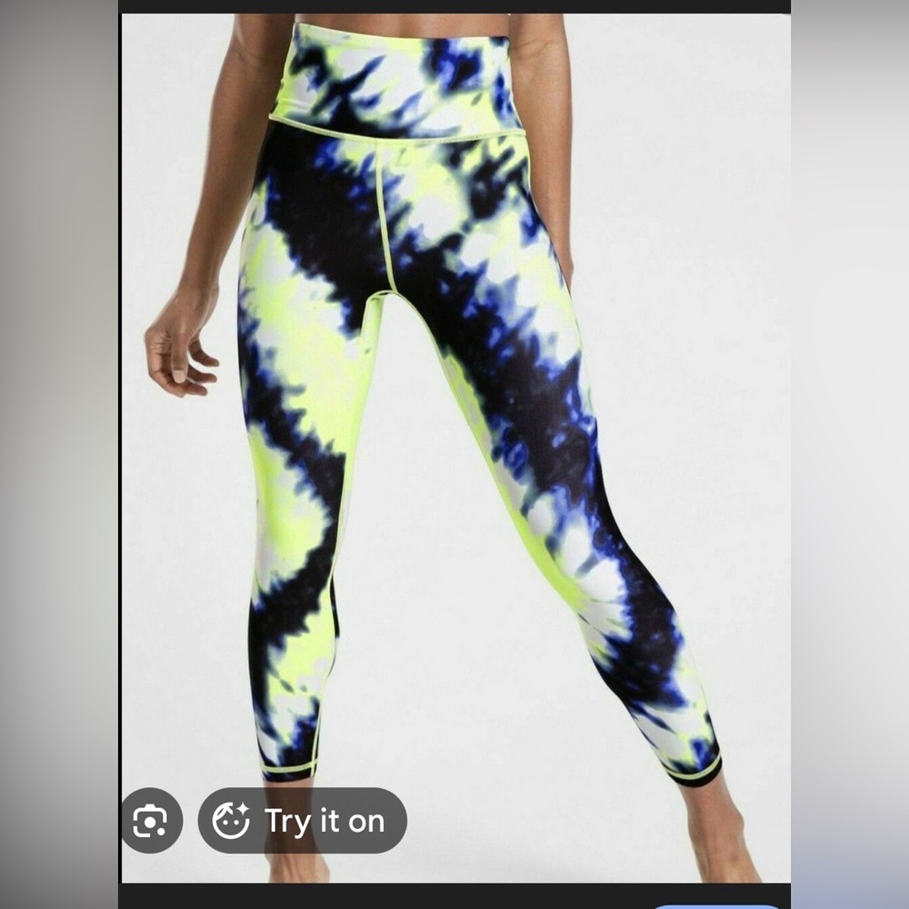 Athleta Elation Cobalt Blue Tie-Dye High Waisted Leggings